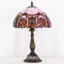 Elegant Tiffany Touch Control Table Lamp Pink Stained Glass, 19 High