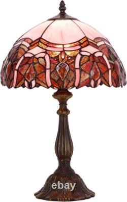 Elegant Tiffany Touch Control Table Lamp Pink Stained Glass, 19 High
