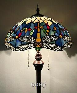 Enjoy Brand Tiffany Floor Lamp Stained Glass Dragonfly Antique Vintage W16H64