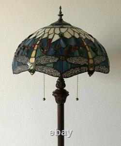 Enjoy Brand Tiffany Floor Lamp Stained Glass Dragonfly Antique Vintage W16H64
