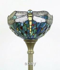 Enjoy Floor Lamp Green Blue Stained Glass Dragonfly Antique Vintage W12H66 INCH
