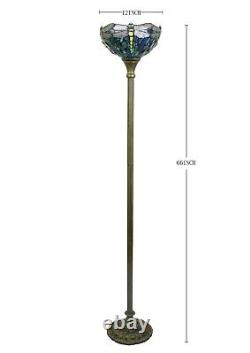 Enjoy Floor Lamp Green Blue Stained Glass Dragonfly Antique Vintage W12H66 INCH
