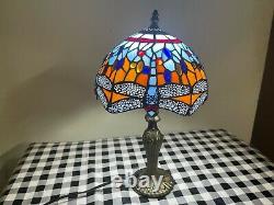 Enjoy Tiffany Dragonfly Style 10 inch Table Lamp Stained Glass Handcrafted