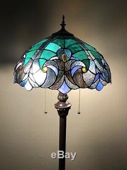 Enjoy Tiffany Floor Lamp 16 Inch Stained Glass Lamp Shade H64 Inch ETF0161