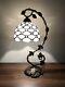 Enjoy Tiffany Style Crystal Bean White Stained Glass Table Lamp Vintage H20.5 In