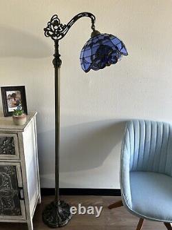 Enjoy Tiffany Style Floor Lamp Baroque Style Lavender Blue Stained Glass H63 in