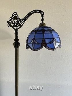 Enjoy Tiffany Style Floor Lamp Baroque Style Lavender Blue Stained Glass H63 in