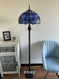 Enjoy Tiffany Style Floor Lamp Baroque Style Lavender Blue Stained Glass H64 in