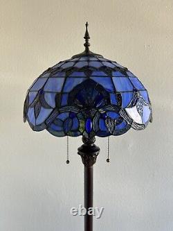 Enjoy Tiffany Style Floor Lamp Baroque Style Lavender Blue Stained Glass H64 in