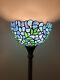 Enjoy Tiffany Style Floor Lamp Blue Stained Glass Green Leave Vintage H66w12