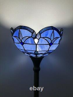 Enjoy Tiffany Style Floor Lamp Blue Stained Glass Vintage H66W12 Inch