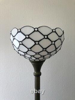 Enjoy Tiffany Style Floor Lamp Crystal Bean White Stained Glass Antique 66H12W