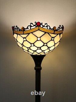 Enjoy Tiffany Style Floor Lamp Crystal Beans Gold Stained Glass Vintage 66H12W