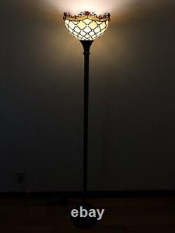 Enjoy Tiffany Style Floor Lamp Crystal Beans Gold Stained Glass Vintage 66H12W
