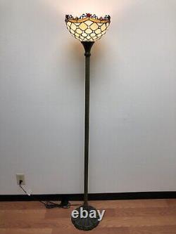 Enjoy Tiffany Style Floor Lamp Crystal Beans Gold Stained Glass Vintage 66H12W