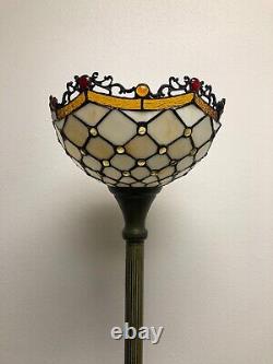 Enjoy Tiffany Style Floor Lamp Crystal Beans Gold Stained Glass Vintage 66H12W