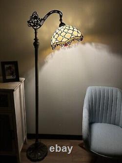 Enjoy Tiffany Style Floor Lamp Gold Stained Glass Crystal Beans Vintage H63 in