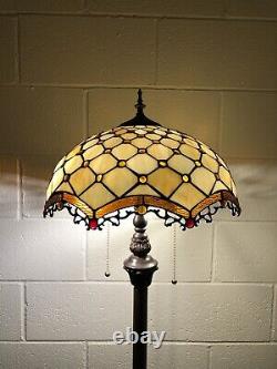 Enjoy Tiffany Style Floor Lamp Gold Stained Glass Crystal Beans Vintage H64W16