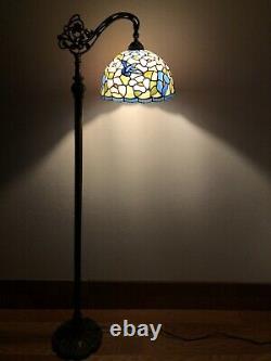 Enjoy Tiffany Style Floor Lamp Hummingbird Flowers Stained Glass Vintage 62.5H