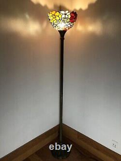 Enjoy Tiffany Style Floor Lamp Rose Flowers Stained Glass Vintage H66W12 Inch