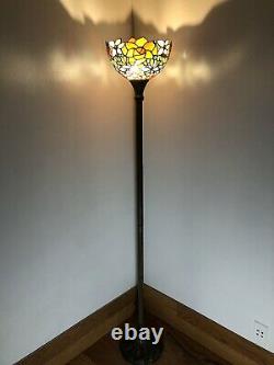 Enjoy Tiffany Style Floor Lamp Rose Flowers Stained Glass Vintage H66W12 Inch