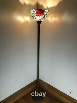 Enjoy Tiffany Style Floor Lamp Rose Flowers Stained Glass Vintage H66W12 Inch