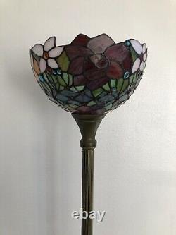 Enjoy Tiffany Style Floor Lamp Rose Flowers Stained Glass Vintage H66W12 Inch