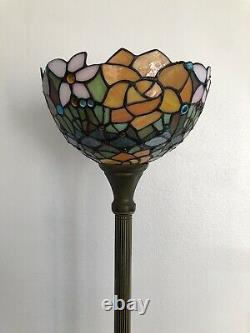 Enjoy Tiffany Style Floor Lamp Rose Flowers Stained Glass Vintage H66W12 Inch