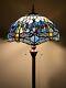 Enjoy Tiffany Style Floor Lamp Sky Blue Stained Glass Dragonfly Antique 64h16w