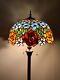 Enjoy Tiffany Style Floor Lamp Stained Glass Rose Flowers Vintage H64w16 In
