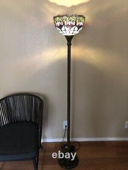 Enjoy Tiffany Style Floor Lamp Tulip Flowers Stained Glass Vintage H66W12 Inch