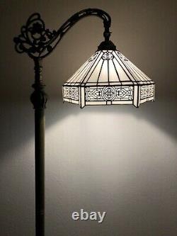 Enjoy Tiffany Style Floor Lamp White Stained Glass Vintage H62.5 EF1232