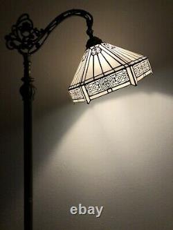 Enjoy Tiffany Style Floor Lamp White Stained Glass Vintage H62.5 EF1232