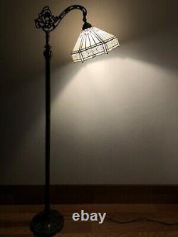 Enjoy Tiffany Style Floor Lamp White Stained Glass Vintage H62.5 EF1232