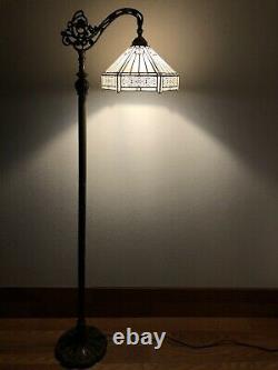 Enjoy Tiffany Style Floor Lamp White Stained Glass Vintage H62.5 EF1232