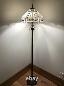 Enjoy Tiffany Style Floor Lamp White Stained Glass Vintage H64W16 Inch
