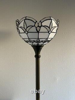 Enjoy Tiffany Style Floor Lamp White Stained Glass Vintage H66W12 In