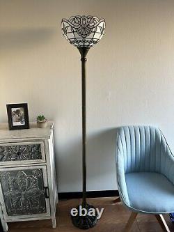 Enjoy Tiffany Style Floor Lamp White Stained Glass Vintage H66W12 In