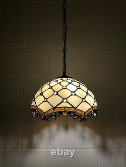 Enjoy Tiffany Style Hanging lighting Crystal Beans Gold Stained Glass Vintage