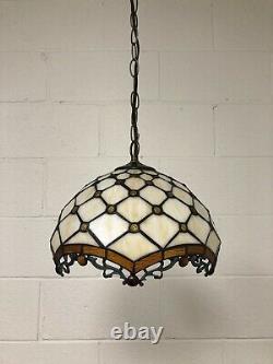 Enjoy Tiffany Style Hanging lighting Crystal Beans Gold Stained Glass Vintage