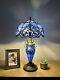 Enjoy Tiffany Style Table Lamp Blue Stained Glass Baroque Style Led Bulbs H22
