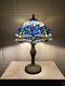 Enjoy Tiffany Style Table Lamp Blue Stained Glass Dragonfly Vintage H19w12 Inch