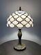Enjoy Tiffany Style Table Lamp Crystal Bean White Stained Glass Vintage 19h12w