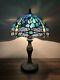Enjoy Tiffany Style Table Lamp Dragonfly Green Blue Stained Glass Vintage 19h