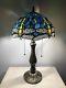 Enjoy Tiffany Style Table Lamp Green Blue Stained Glass Dragonfly Vintage 22h12w