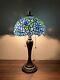 Enjoy Tiffany Style Table Lamp Green Leave Stained Glass Antique Vintage H22
