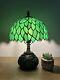 Enjoy Tiffany Style Table Lamp Green Leaves Stained Glass Included Led Bulb H14