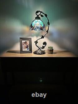 Enjoy Tiffany Style Table Lamp Green Stained Glass Included LED Bulb H21W11 In
