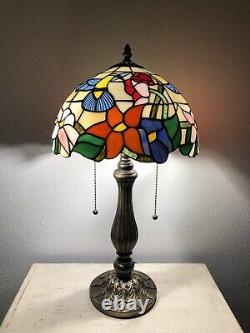 Enjoy Tiffany Style Table Lamp Hummingbird Flower Stained Glass Vintage H22W12