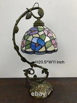 Enjoy Tiffany Style Table Lamp Hummingbird Flowers Stained Glass Antique 20.5H